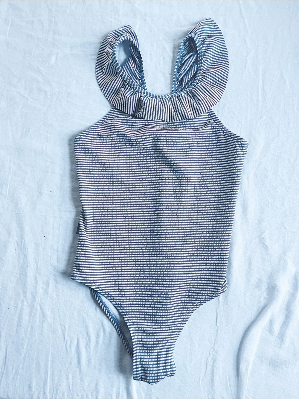 FAT FACE Swim Bathing Suit One Piece Pin Stripe Ruffle British